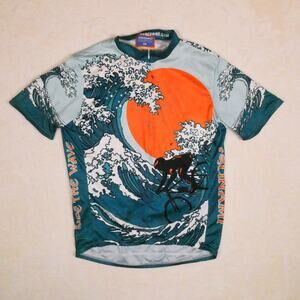 Performance Bike Hokusai Wave Cycling Jersey Size XL Back Pockets Bicycle Shirt